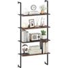 COSTWAY Libreria a Parete a 4 Livelli con Struttura in Metallo | Libreria a Scaletta in Legno da Parete, Mensole Industriali per Soggiorno, Cucina, Bar, Ufficio