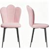 Chleby Set di 2 Sedie da Pranzo in Velluto Eleganti Sedia con Seduta Imbottita e Gambe in Metallo Sedie da Cucina con Schienale a Petalo per Sala da Pranzo, Soggiorno, Camera da Letto, Cucina, Rosa