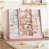 FOREHILL Libreria Bambini,Scaffale Portagiochi per Bambini,Portariviste Libreria Multifunzione in Legno,Alta CapacitÀ, per Camera dei Giochi, Camera da Letto, Soggiorno (Rosa)