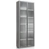 Composad | Libreria Alta della Linea DISEGNO Con 2 Ante in Vetro e 5 Ripiani Regolabili, Libreria Scaffale Moderna, (LxAxP) 81,6x217,5x35,7 cm, Grigio Cemento, Studio, Soggiorno, Made in Italy