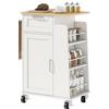 HOMCOM Carrello Cucina con Ruote, Isola Cucina con Ante Soft-Close, Cassetto, Portasciugamani, 3 Portaspezie e Ripiani Regolabili, Carrello Portaoggetti Multiuso Salvaspazio, 62x40x87cm, Bianco