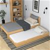 N-wood N01 Letto singolo con letto estraibile 100x190, Letto in legno massello, per Bambini e adulti, Struttura inclusa, Bordi arrotondati, Consigliato a chi soffre di allergie e asma, Pino naturale