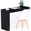 Mobili Fiver, Scrivania Evolution 120x40, Nero Frassino con Una Gamba e Caricatore Wireless, Nobilitato, Scrivania moderna per Camera, Ufficio, Made in Italy
