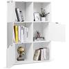 KOMFOTTEU Libreria a 6 Cubi con 3 Ante, Armadietto Libreria con Chiusura Magnetica, Mobiletto Armadietto Scaffale, 60 x 29 x 90 cm (Bianco)