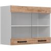 Vicco Mobile da cucina in vetro R-Line, Rovere dorato, 80 cm, per la libera combinazione all'interno di sistemi cucina modulari