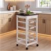Chef Vida Carrello da cucina Chef Vida a 4 ripiani con cassetti, in legno di pino, bianco e nero, 81 x 37 x 37 cm