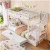 KecDuey Lettino a castello, 90 x 200 cm, con ripiano per scale, dotato di letto estraibile 90 x 190 cm, rete a doghe, letto per ragazzi con ringhiera alta
