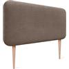 DHOME Testiera Imbottita Liscia Arrotondata in Tessuto Aqualine con Gambe per Parete Acustica Testate Letto Fonoassorbenti Camera da Letto (Marrone, 110cm)