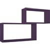 MODULARREDO | BIS RETTANGOLO BISLUNGO Set di 2 Mensole da Muro, Pensile Bagno, Mensola da Parete, Scaffale da Parete, Viola Melanzana, 70x35 p20 cm e 60x30 p20 cm - Made in Italy