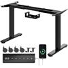 Homall Scrivania elettrica doppio motore 72-120cm portata 100 kg Grigia | Regolabile in Altezza 6 Tasti Memoria Ruote e Passacavi, Casa/Ufficio, Compatibile con Ogni Piano Scrivania
