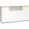 AVANTI TRENDSTORE - Jack - Sideboard con ante e cassetti in colore rovere artigianale e bianco. Disponibile in diverse misure. (Quercia Sonoma, 160 x 85 x 35)