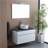 Kiamami Valentina - Mobile bagno sospeso 90cm per lavabo appoggio e specchio 90x60 | Sole