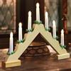 Shally Dogan Candelabro Elettrico dell'Avvento Natalizio con Lampadine LED, 7 Candele Artificiali di Natale per Illuminazione, Decorazione Natalizia Ideale Soggiorno, Cucina, Camera da Letto (Legno)