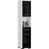 AKORD | Mobile Alto da Bagno | 30x140x30 cm, peso 25 kg | 2 Ripiani con Ante | 1 Cassetto, Scomparto aperto | Adatto Anche come Pensile | Moderna Mobiletto | Armadio a muro | Bianco | Nero lucido