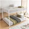 Azkoeesy Letto a castello in metallo, 140 x 200 cm, letto matrimoniale, con rete a doghe e protezione anticaduta, per bambini, ragazzi e adulti (bianco, 140 x 200 cm)