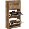 SoBuy Scarpiera ribaltabile Scarpiera a 3 ribalte Portascarpe salvaspazio Slim, 60x23x115cm, Noce, FSR137-L-F