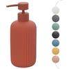 Inbagno Dispenser Sapone Rosso Mattone cannettato in Ceramica Soft Touch, Ricaricabile con erogatore Pump e capienza 330 ml, Spring