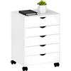 YITAHOME Archivio Mobile a 5 cassetti, Cassettiera Scrivania in Legno per Documenti Formato A4, Formato Lettera, Sotto Scrivania, per Casa, Ufficio, Archivio Verticale Portatile (bianca)
