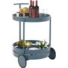 MIUKYUI Carrello da portata rotondo mobile su 2 ruote, per soggiorno e sala da pranzo, pratico tavolino con bordi rialzati e design moderno (blu)