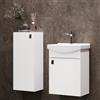 Planetmöbel Set di mobili da bagno lavabo con mobiletto 45 x 60 x 33 cm con armadio midi 32 x 75 x 23 cm per WC ospiti, bianco