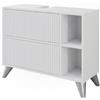 Vicco Mobiletto per lavabo Leano, Bianco, 80 x 62 cm con 2 cassetti, adatto per la conservazione di articoli da bagno e asciugamani