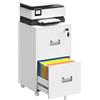 Yaheetech Schedario da Ufficio con Serratura e 2 Cassetti Bloccabili Cassettiera per Cartelle Sospese A4 Mobile Portadocumenti per Ufficio con Ruote per Studio Camera Scrivania Bianco