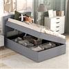 Azkoeesy 90 x 200 cm letto imbottito con contenitore, letto singolo, struttura in metallo, rivestimento in lino (grigio)