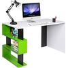 BAKAJI Scrivania con Libreria 3 Ripiani Tavolo da Lavoro Porta Pc Computer Struttura e Piano in Legno MDF Arredamento Casa Ufficio Cameretta Design Moderno Dimensioni 120 x 60 x 75 cm (Verde)