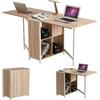 BAKAJI Tavolo Multiuso Scrivania Pieghevole Richiudibile Allungabile con Libreria 4 Scomparti e Ripiani a Scomparsa in Legno e Acciaio (Beige/Bianco)