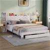 MOTUZP Letto matrimoniale imbottito, Letto imbottito 160 x 200 cm, Struttura letto con cassetti contenitore e scaffale, telaio con LED e ricarica USB, senza materasso, velluto bianco