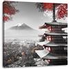 Pixxprint Tempio Giapponese in Autunno Stampa su Tela 40x40 cm Artistica murale