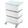 FERIDRAS 221005-B Carrello, 3 Cassetti Girevole, Acciaio, Bianco, 30x36.5x58.5 cm