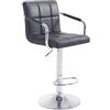 CLP Sgabello Design Lucy in Similpelle I Sedia Sgabello con Schienale Girevole E Regolabile 63-84 CM I Sedia Bar con Braccioli, Colore:Nero, Colore del Telaio:Cromo