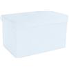 Intirilife Panca pieghevole 49x30x30cm in bianco- Cubo di seduta con coperchio e vano portaoggetti in tessuto con incavi - Cubo di seduta poggiapiedi richiudibile cassetto portaoggetti sgabello sedile