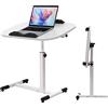 OXFENSEE Tavolino pieghevole con ruote, regolabile in altezza, scrivania per computer, tavolo in piedi mobile, tavolo ergonomico girevole a 360° (bianco, 60x40x61-95cm)