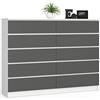 AKORD Cassettiera K 160 cm | 10 Cassetti | Moderna Mobiletto per il soggiorno Camera da letto Armadio Soggiorno Bagno | Salvaspazio | 160 x 121 x 40 cm | Peso 80 kg Bianco & Grigio Grafite