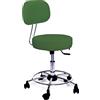 GALIZIA prjme Sgabello con Ruote e Schienale Girevole, Sgabello Lavoro con Schienale ed Altezza Regolabili, per Centri Estetici, Tatuatori, Imbottitura Alta 7cm, Prodotto Italiano (VERDE SCURO)