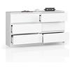 BDW Comò con 6 cassetti, molto capiente, armadio, corridoio, bagno, comò, armadietto multifunzione. Dimensioni: 138 x 77 x 40 cm (bianco)
