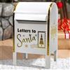 BAKAJI Cassetta Postale per Letterina di Babbo Natale Bianco e Oro, Decorazione Natalizia, Buca per Lettere Porticina e Decorazioni Natalizie a Rilievo, Addobbi Natalizi Casa, 28.5 x 26.5 x 52 cm