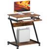 sogesfurniture Scrivania mobile per computer a forma di Z, salvaspazio per PC portatile, tavolo da ufficio con 4 ruote, estraibile, colore marrone vintage