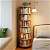 Scribora Libreria Rotante a 360° in Legno Massello, Scaffale Girevole a 6 Ripiani con Ruote, Salvaspazio per Salotto, Studio, Camera da Letto e Ufficio, Design Moderno