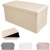 MAKA change your life quality MAKA Pouf Contenitore Rettangolare Pieghevole Portaoggetti Cubo 50 Litri Portata Sedile Max 300 kg Cassapanca con Vano per Plaid Coperte Scarpe Giochi Cuscini (76_x_38_x_38 cm, Beige)