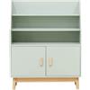 Rebecca Mobili Scaffale per Bambini, Libreria Montessoriana, Verde Acqua Marrone, MDF Pino, con 3 Ripiani e 1 Vano, Stile Scandinavo - Misure HxLxP: 100 x 80 x 33 cm - Art. RE7132