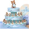Viale Magico Bomboniere Nascita Torte con Orsetti Cuore Bimbo Portachiave MilleCuori TR1005P (Torta da 60 fettine)