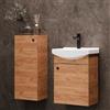 Planetmöbel Set di mobili da bagno lavabo con mobiletto 45 x 60 x 33 cm con armadio midi 32 x 75 x 23 cm per WC ospiti, rovere oro