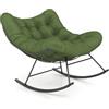 COSTWAY Sedia a Dondolo, Poltrona Relax Ergonomica, Poltrona Sovradimensionato con Cuscino Imbottito, con Struttura Metallica, per Soggiorno Portico Giardino, Portata 205 kg (Verde)