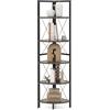 COSTWAY Scaffale Angolare, Libreria Industriale a 5 Ripiani con Struttura in Metallo, Libreria a Scale per Soggiorno Ufficio Cucina Spazi Piccoli, 35x35x160 cm (Grigio Rovere)