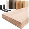 LAMO Manufaktur Mensola da parete con staffe nere a J | Mensola 70 cm per soggiorno, cucina, studio stile industriale | Colore: grezzo, Bordo: diritto | Legno massello, qualità artigianale