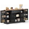 Azkoeesy Mobiletto da Cucina 138x40x85 cm, Mobiletto Multifunzionale con Ante e Cassetti, Ripiani Regolabili, 4 Ante & Cassetto, Piano in Legno, per Cucina, Soggiorno & Camera da Letto, Nero
