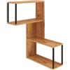 Rebecca Mobili Scaffale ad Angolo, Libreria Angolare Pensile, Marrone Grigio Scuro, Truciolato Ferro, Mensola per Soggiorno o Studio - Misure HxLxP: 85 x 53,5 x 19,5 cm - Art. RE7227